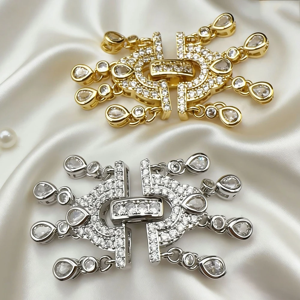 Juya 18K Gold Plated Multirows Connector Fastener Lock Clasps Accessories For DIY Luxury Needlework Beads Pearls Jewelry Making
