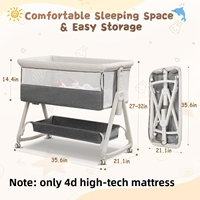 Multifunctional Baby Crib with Wheels, Portable Folding Baby Bed, Playpen, Space Saving, Adjustable Height, Changing Table
