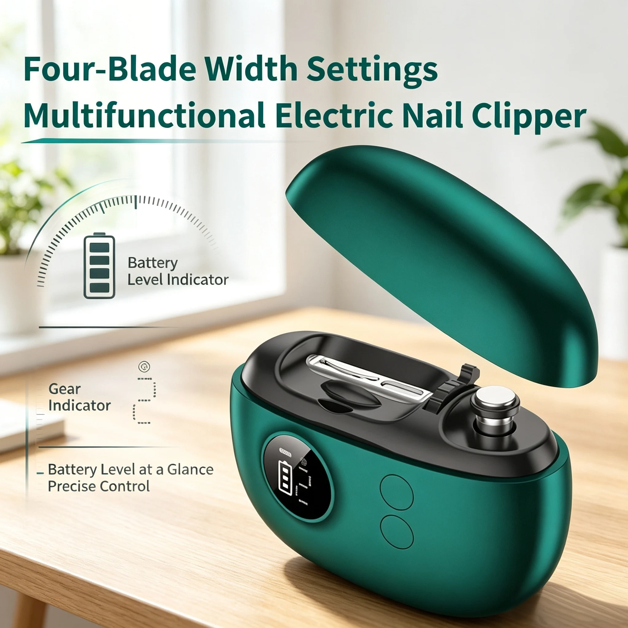 Household Electric Nail Trimmer, Portable & Small, HD Magnifier, Auxiliary Light, Interchangeable Heads, Suitable for All Family