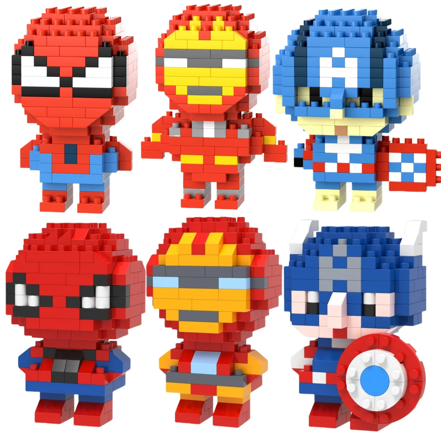 Disney Iron Man, Spider-Man high building blocks Stitch Kawaii mini desktop ornaments youth toys room decoration anime cartoon