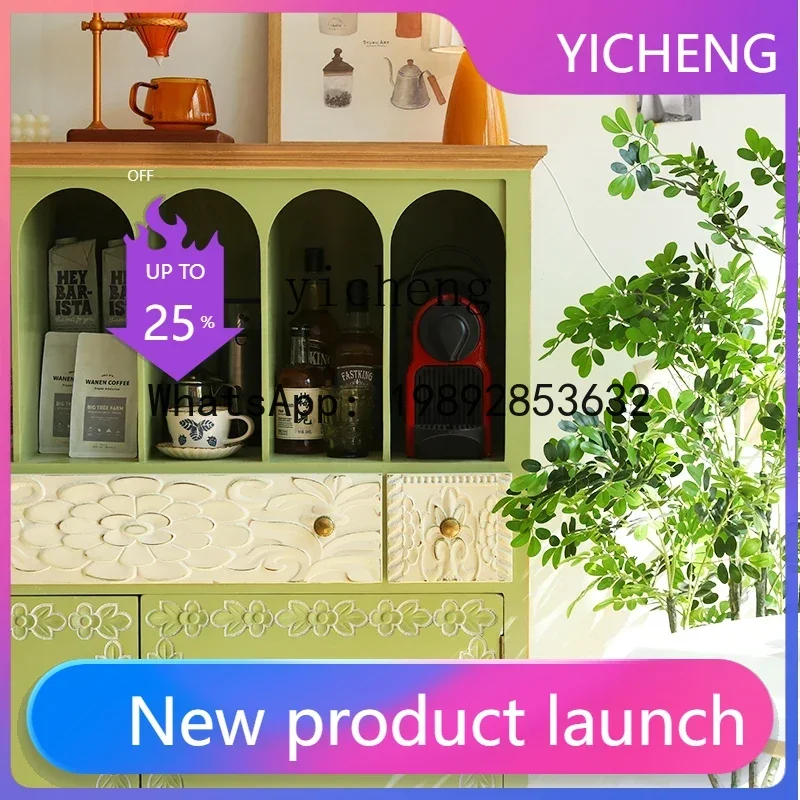 

retro chest solid wood dining side small apartment living room display cabinet bedroom storage porch table