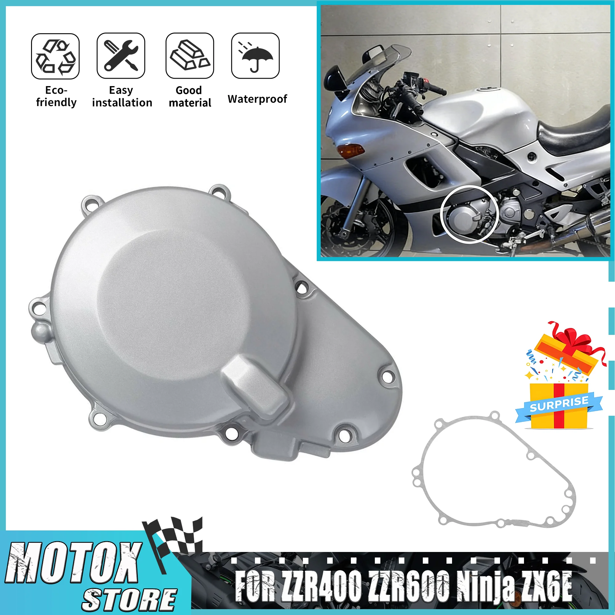 

Подходит для ZZR600 ZZR400 ZX600 ZX600E 1993-2004 ZZR 600 ZZR 400 1994 1995 мотоцикла, левая алюминиевая крышка статора двигателя, картера