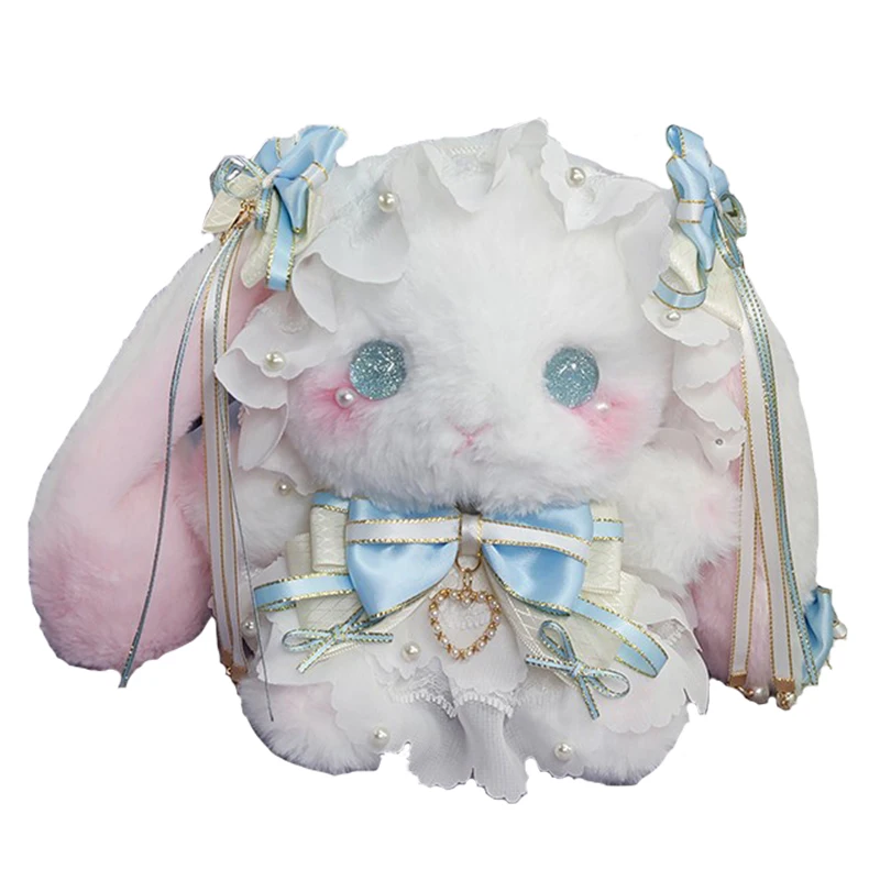 Sac de lapin Original avec nœud papillon, Lolita Harajuku, poupée en peluche Kawaii mignonne