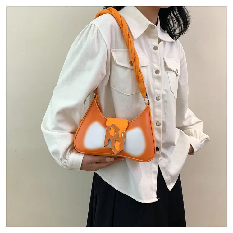 Sac à bandoulière bloc de couleur de Style français 2025, sac à main Chic sous les bras pour femmes, sac à bandoulière tendance d'été avec bordure contrastée
