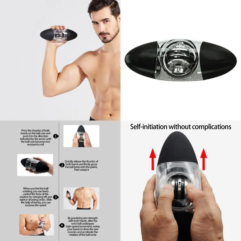 652F Hand Grip Strengthener Gyroball Grip Muscle Relax Exerciser Workout Equipment LED Wrist Power Trainer Ball Enduring
