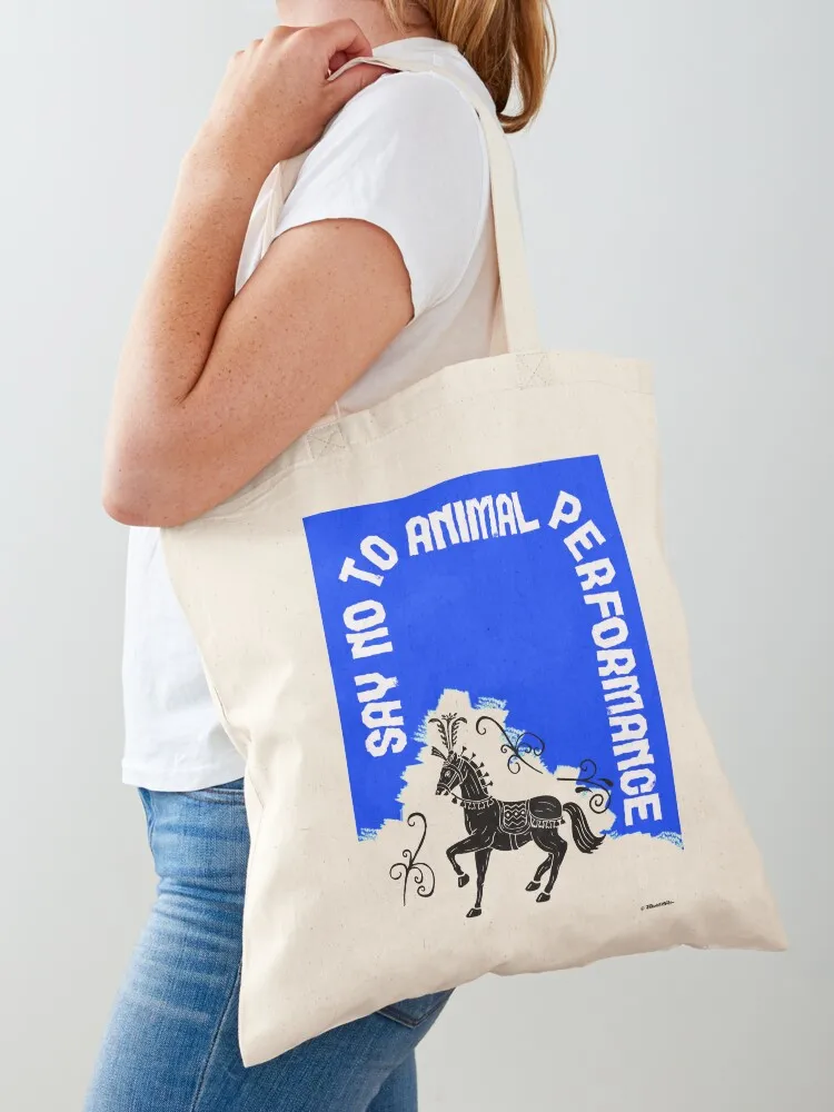

Say NO to Animal Performance – Horse Tote Bag Big bag women foldable reusable bag shopping trolley Cloth bags
