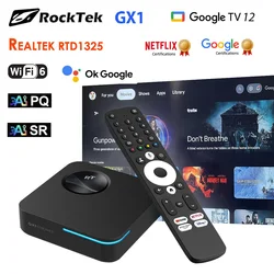 RockTek GX1 UHD Google TV 14 Box Netflix Google Certified 4GB 32G Realtek1325 Support Dolby Atmos 2T2R Wifi6 BT5.2 Android TVBox