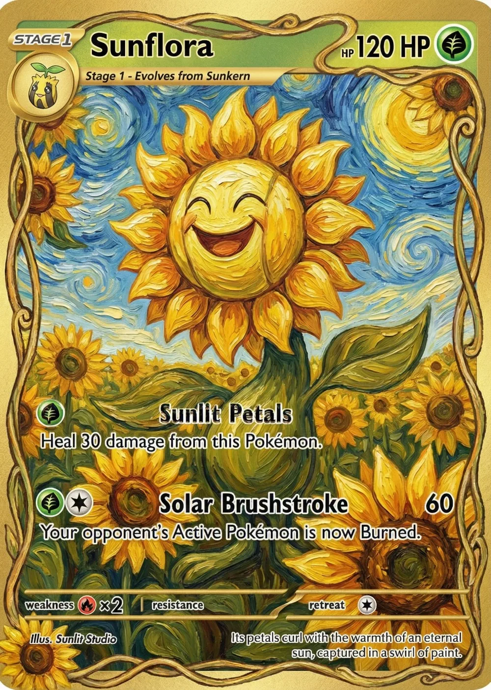 5Pcs Pokemon Cards Smeargle Snorlax Sunflora Jirachi Van Gogh Post Impressionism Series PTCG Cards Game Rare Holo Pokemon Cards view 4