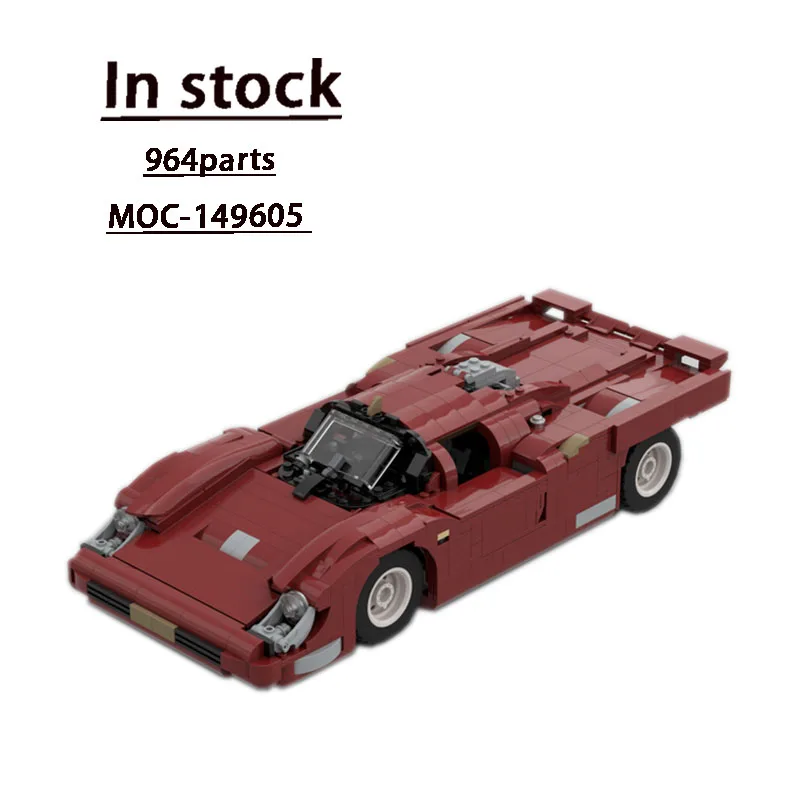 MOC- 149605   Super Red Classic Sports Car Racing Bausteinmodell 964 Teile MOC Kreative Kindergeburtstag Bausteine Spielzeug Geschenk