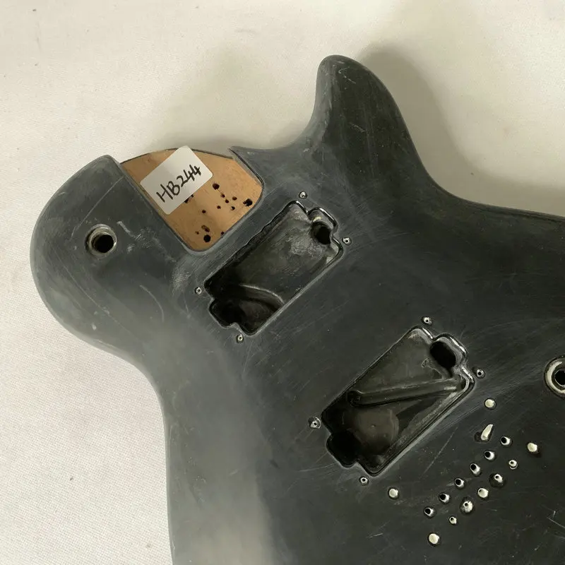 HB244  Original LAG Electric Guitar Black Color Unfinished  Guiitar Body See Throu Matte Black Color with Damages for DIY