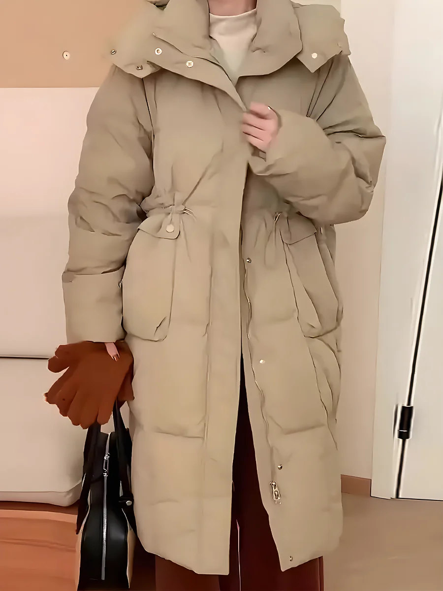 Cappotto Invernale Imbottito da Donna, Bianco Caldo, Versatile e alla Moda, Lunghezza Media, per il Pendolarismo