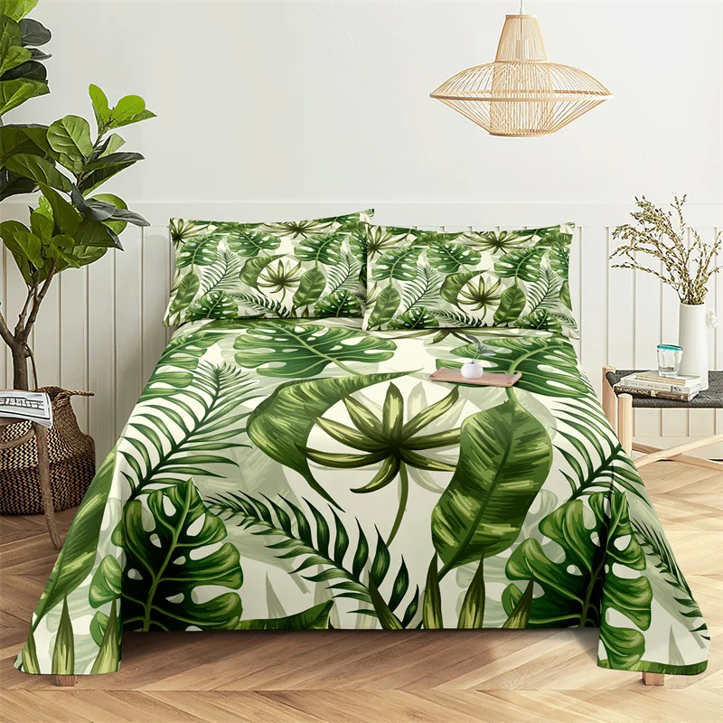 

Green Leaf Bed Sheet Set Bedding Set Bed Flat Sheet Leaf Boy Girl Bedsheet Bedding King Bed Sheets and Pillowcases