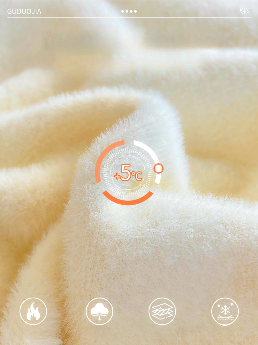 سترة نسائية شتوية 2025 بياقة مدورة ريترو مع بطانة مخملية ملابس داخلية سميكة حياكة حرارية قاع قميص بلوفرات #6