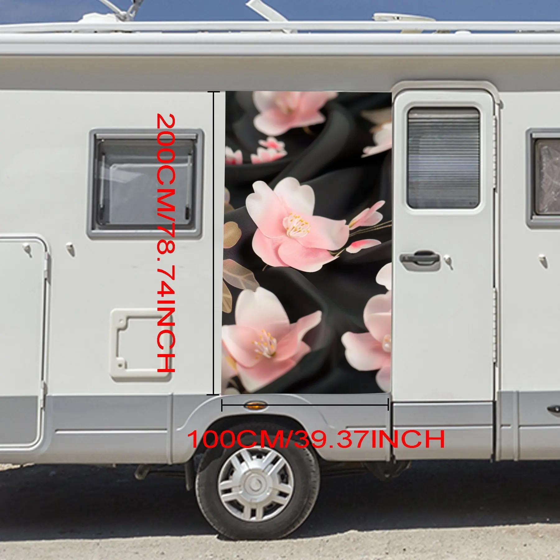 Delicate Pink Blooms!Vinyl Decal for Motorhome Car Door, Waterproof Self-Adhesive Vinyl Stickers, Decoration Protection Automoti