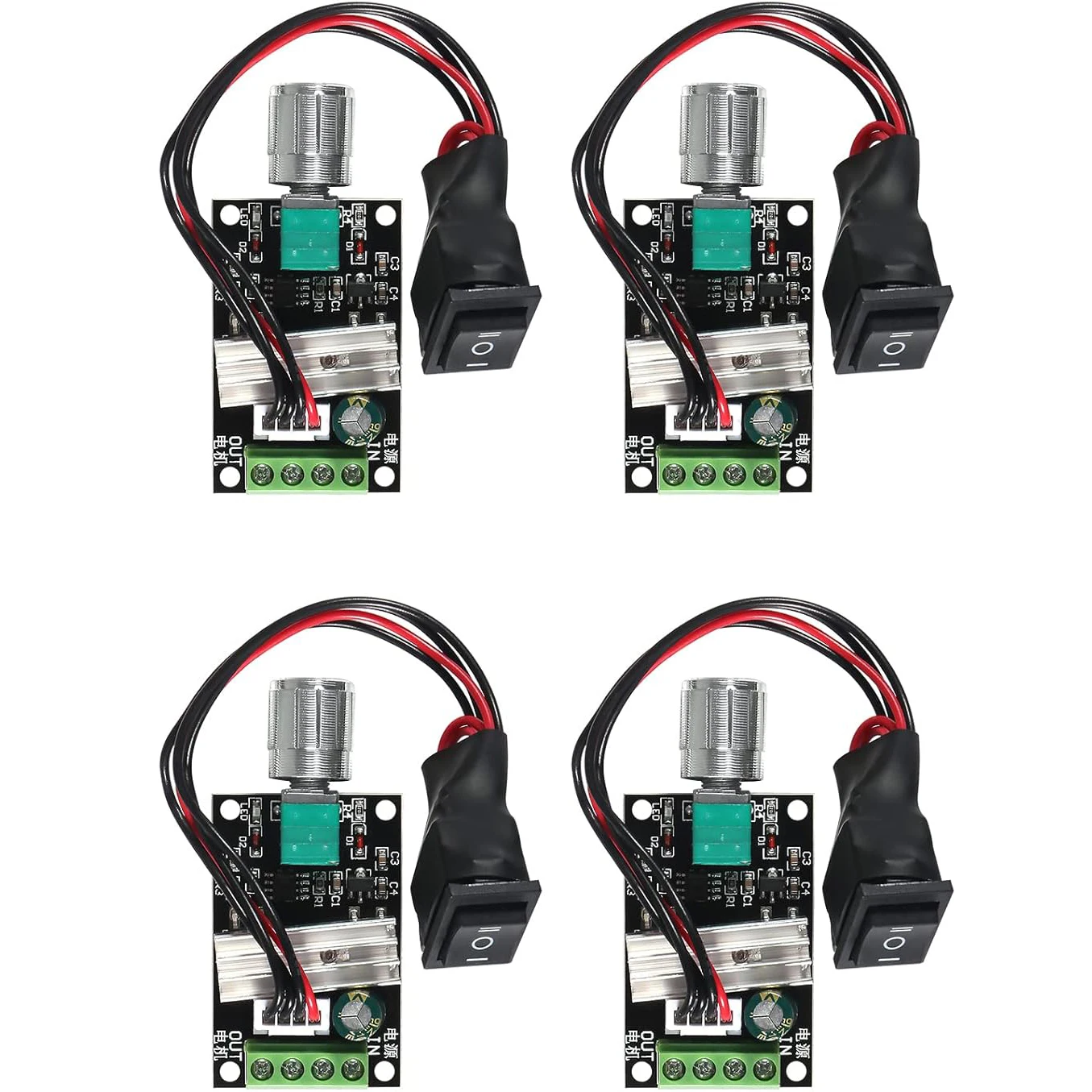 2/4 Pack 6V 12V 24V 28V 3A 80W 1203BB DC Motor Speed Controller PWM Speed Adjustable Reversible Motor Driver Switch Reversing