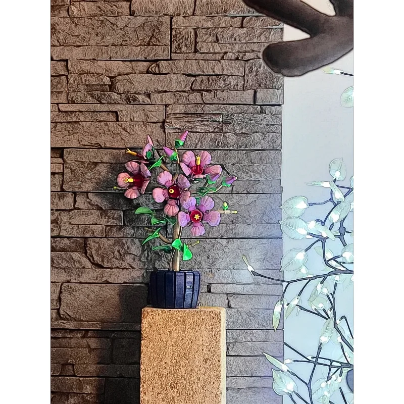 

660 компонентов в цветочной серии, украшения для дома с цветами лотоса, дикими цветами, горшечными растениями, наборы для сборки и подарки для взрослых