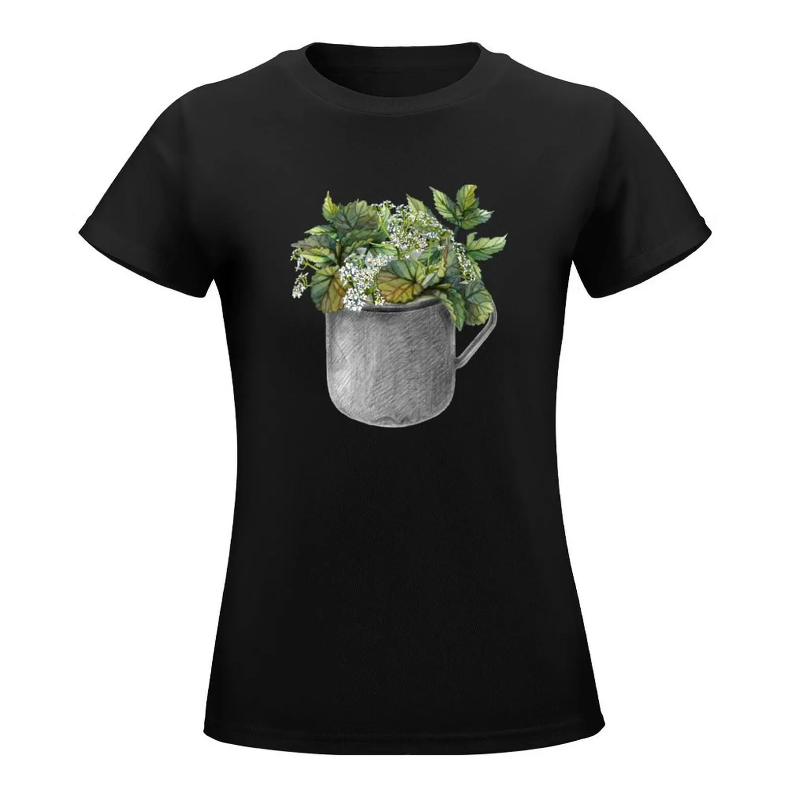 Mug with green forest growth T-Shirt plus size tops Aesthetic clothing anime clothes western t-shirt dress for Women