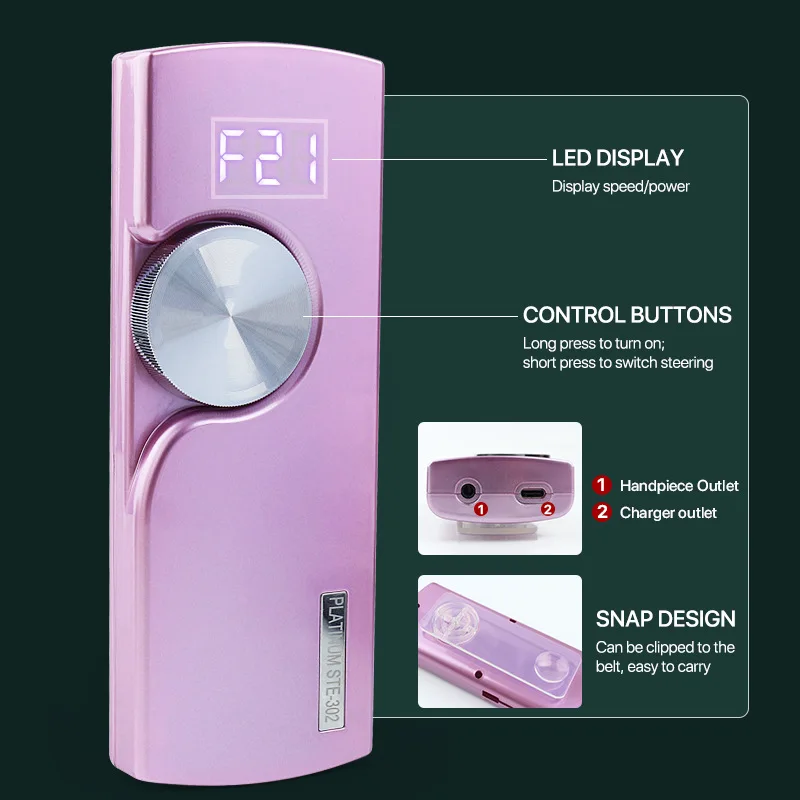 Lixadeira de unhas sem fio recarregável para manicure, furadeira elétrica profissional, display LCD HD, 4000mAh, 35000RPM