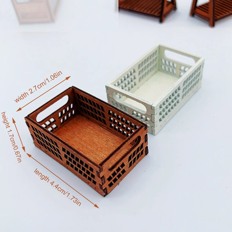 1/12 Dollhouse Furniture Storage Basket Vegetable Food Wooden storage Box Dollhouse Miniature Decoration Kids Gift