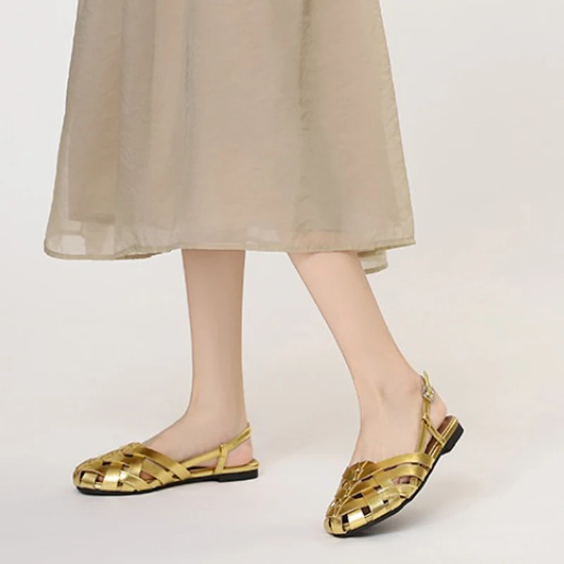 PU Golden Sandal Slipper Woman Roman Cloud Flip Flops Beach House Home Shoe Flat Platform Female Slides Ladies Outdoor Elegant