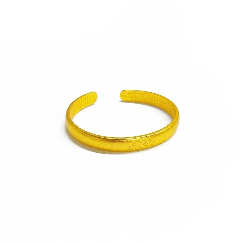 NovaGlod Ancient method 9999 frosted lotus opening bracelet 24K real gold  Chinese style adjustable good luck lotus heart sutra