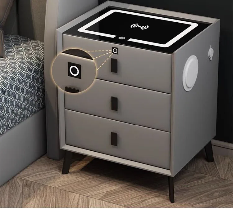 

Modern Simple Furniture Solid Wood Smart Nightstands Wholesale Cheap Bedroom Furniture Drawer Storage Smart Bedside Tablepromote