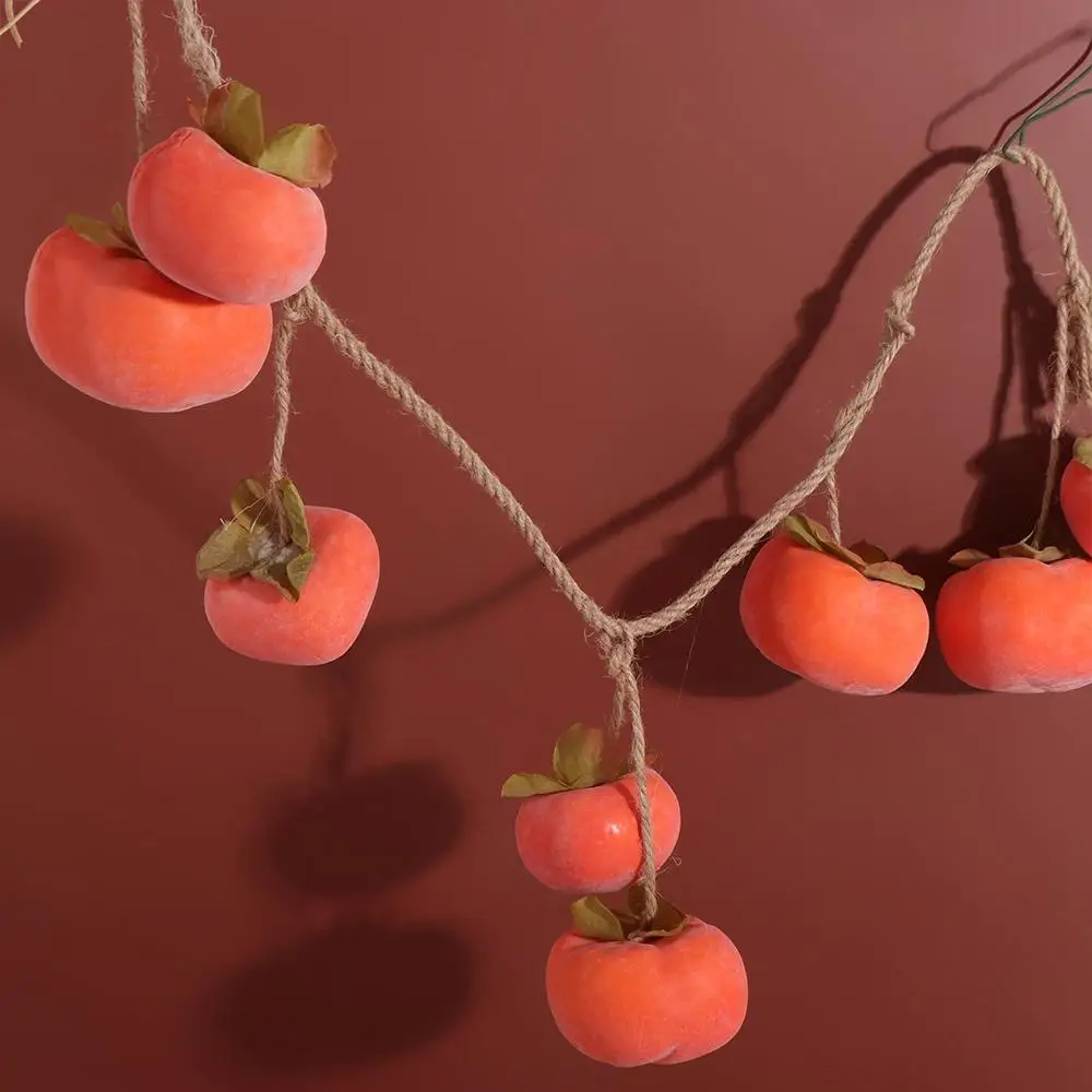 8 Fruit Simulation Persimmon Fruit 80cm Orange Artificial Persimmon Plastic with Frost Fruit Persimmon Pendant Hotel Decoration