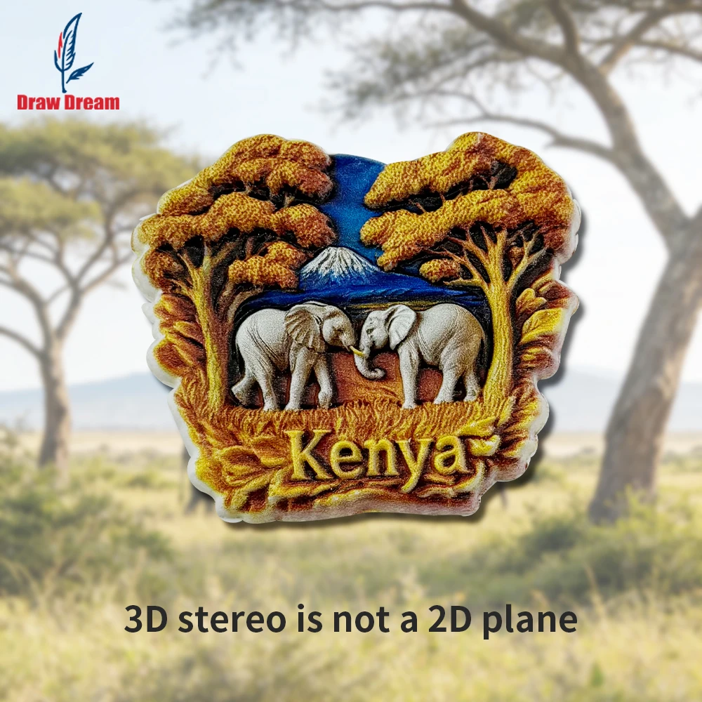 1 adhesivo 3D creativo con diseño de elefante de la sabana de Kenia para refrigerador, recuerdo de viaje, decoración del hogar, regalo elegante