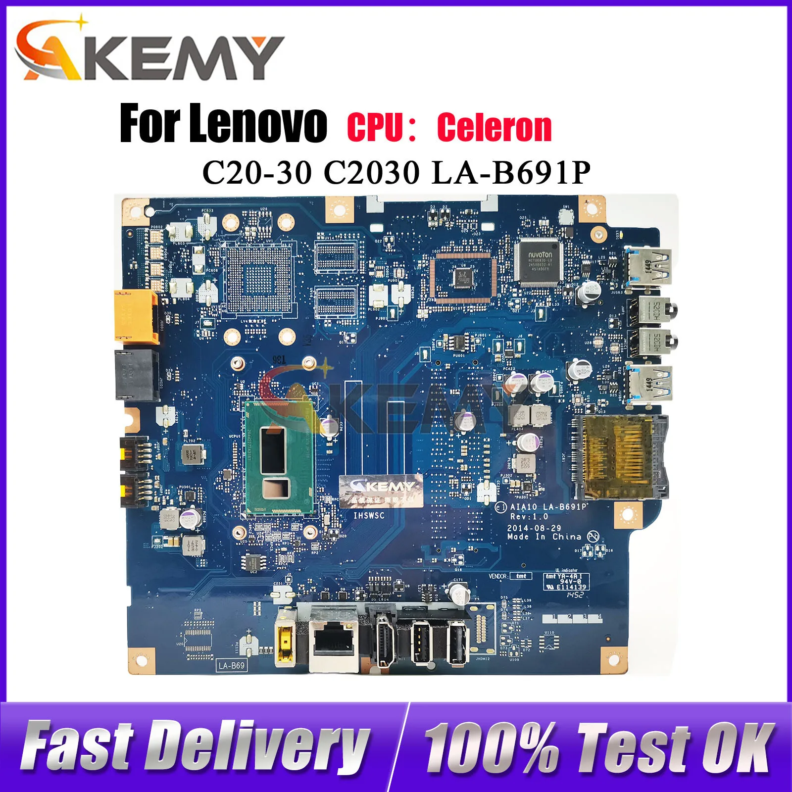 

Для Lenovo C20-30 AIO LA-B691P материнская плата с процессором 3558U 100% протестировано в порядке