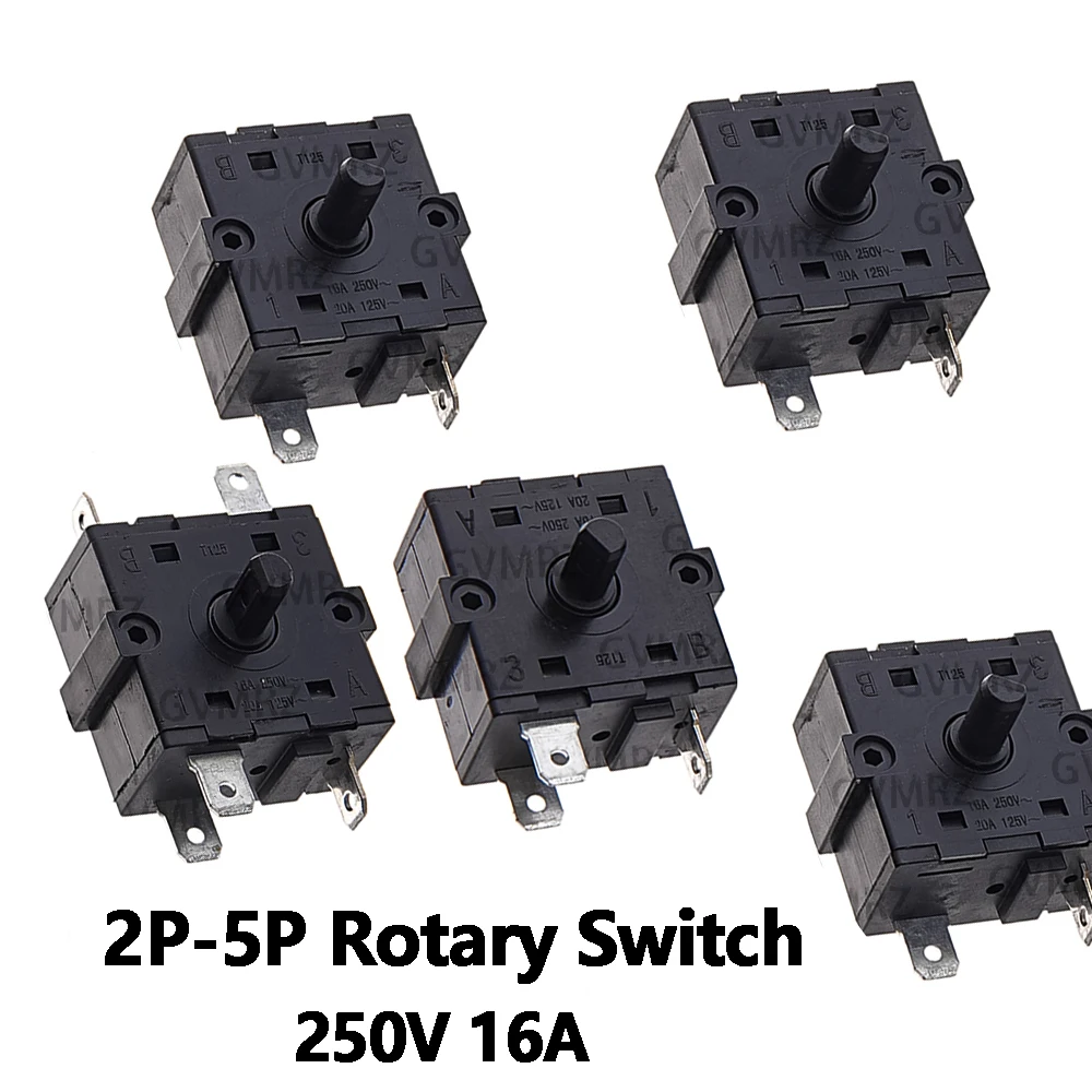 1PCS 3 Pole  3 2 Pole  2 5 Pole  4 Rotary Switch Selector AC 250V 16A Radiator Electric Room Heater Position 