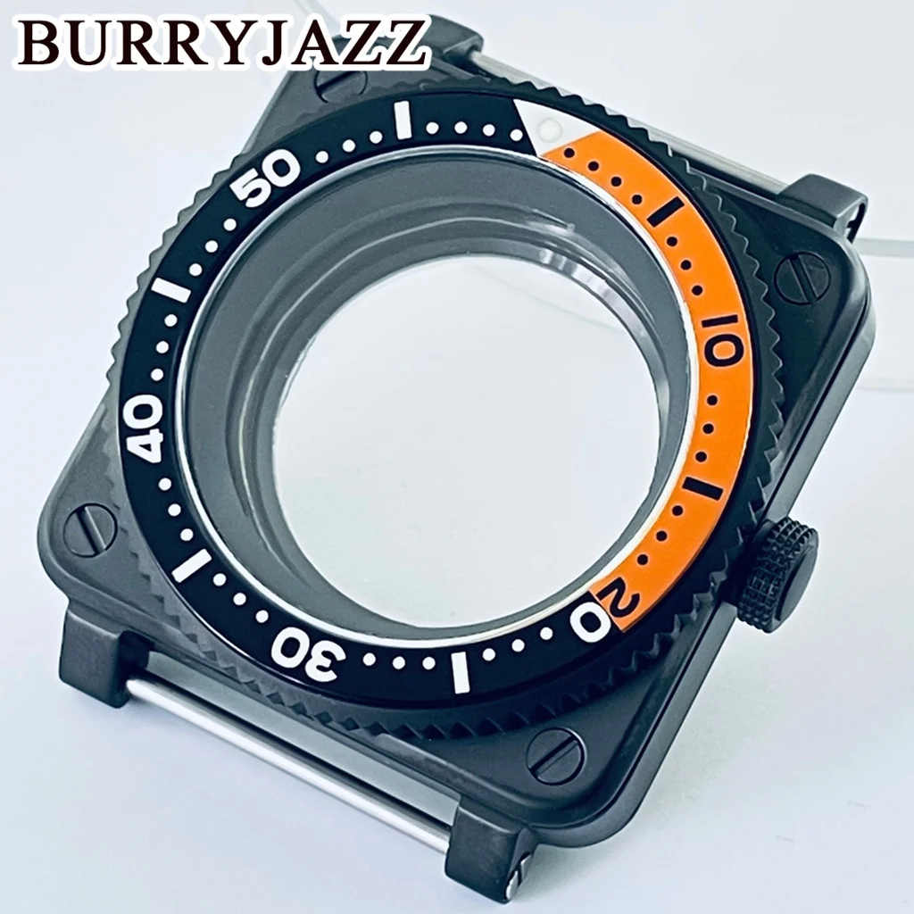 

Корпус для часов PVD Sliver Black 42 мм SKX007, квадратный, подходит для механизмов NH35, NH36, 7S26, 4R, замена корпуса для мужских часов SKX007 Pilot Cockpit
