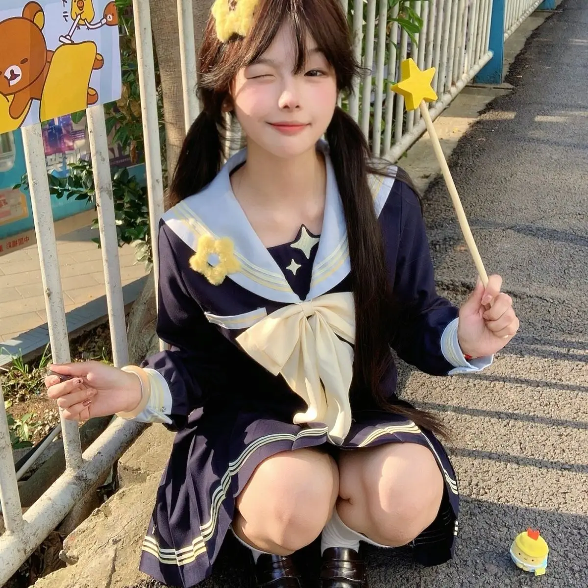 

Japan Jk Original Japanese College Style Cyanotic Sailor Suit Waist