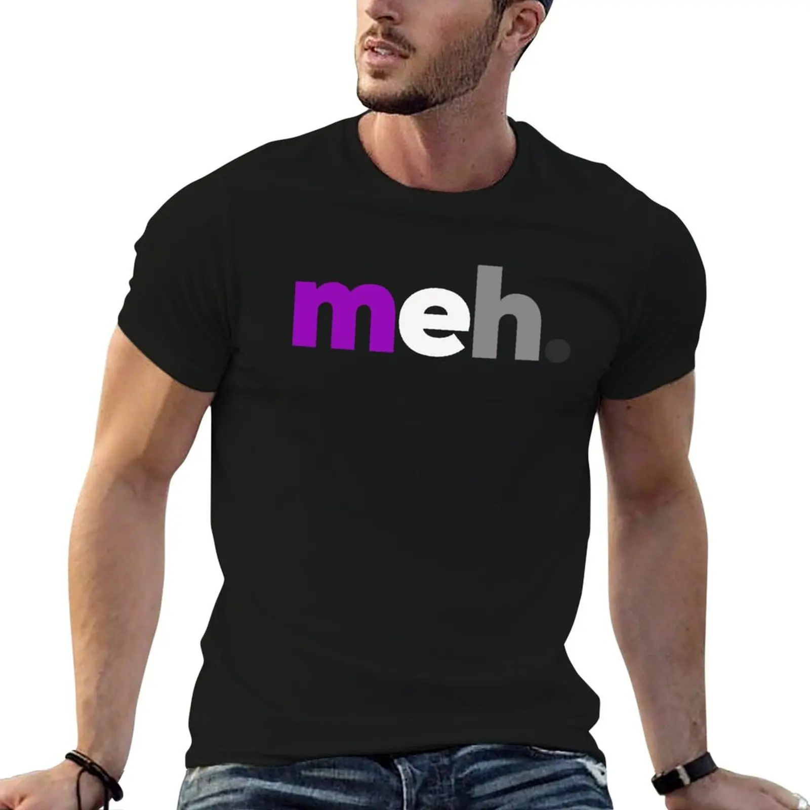 Meh. Asexual Pride T-Shirt Anti-Pilling Casual T-Shirt
