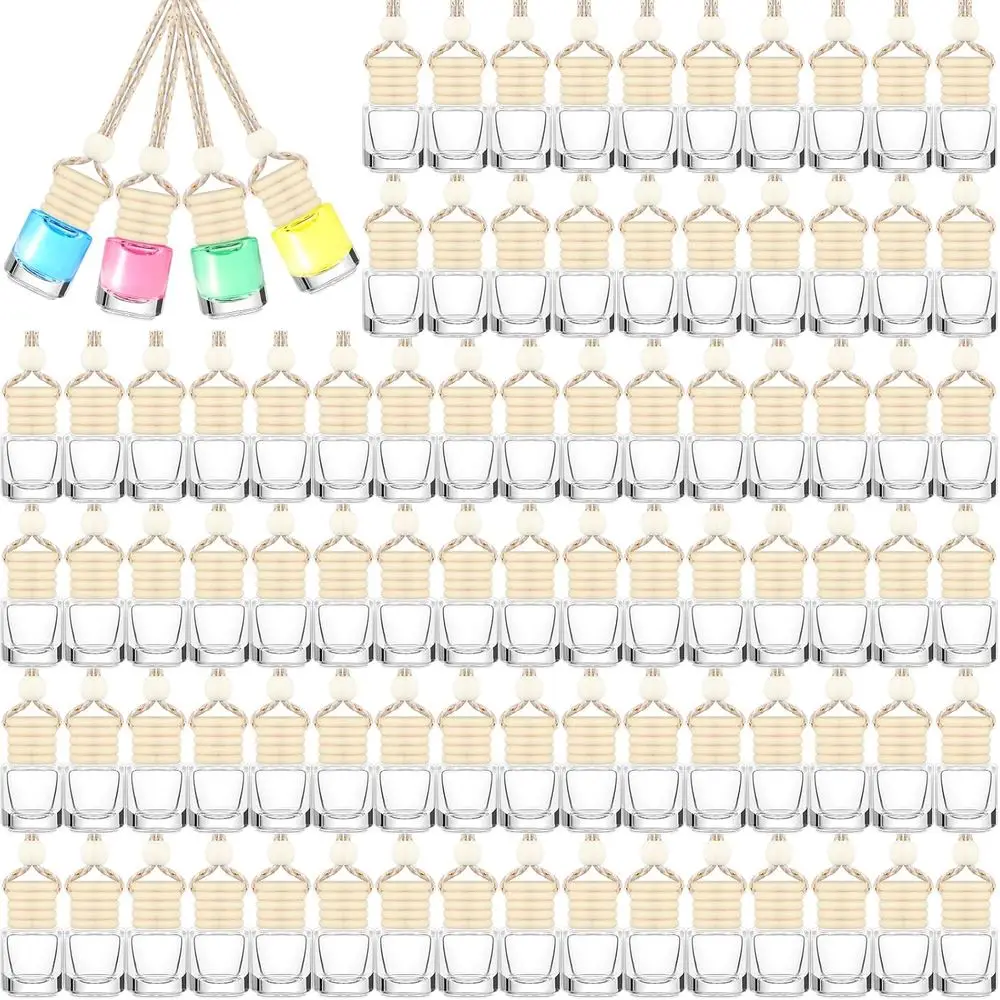 

300-Piece Set of 4.8ml Glass Car Perfume Bottles with Wooden Caps for Hanging Scent Diffusers or Aromatherapy