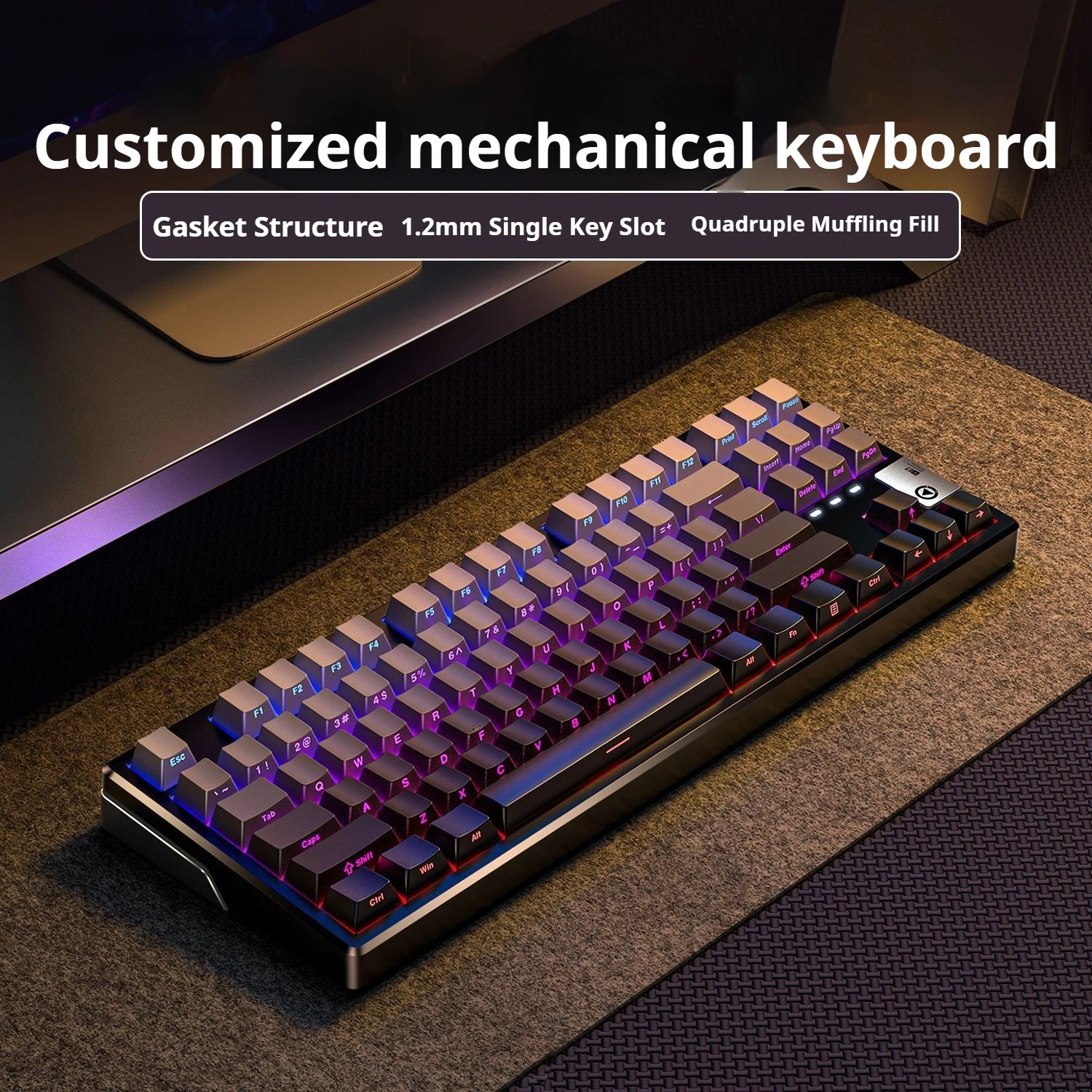 Yindiao Y87 Side Engraved Tri-Mode Wireless Mechanical Keyboard Full Key Hot Swappable No Conflict Gasket Structure Game Office