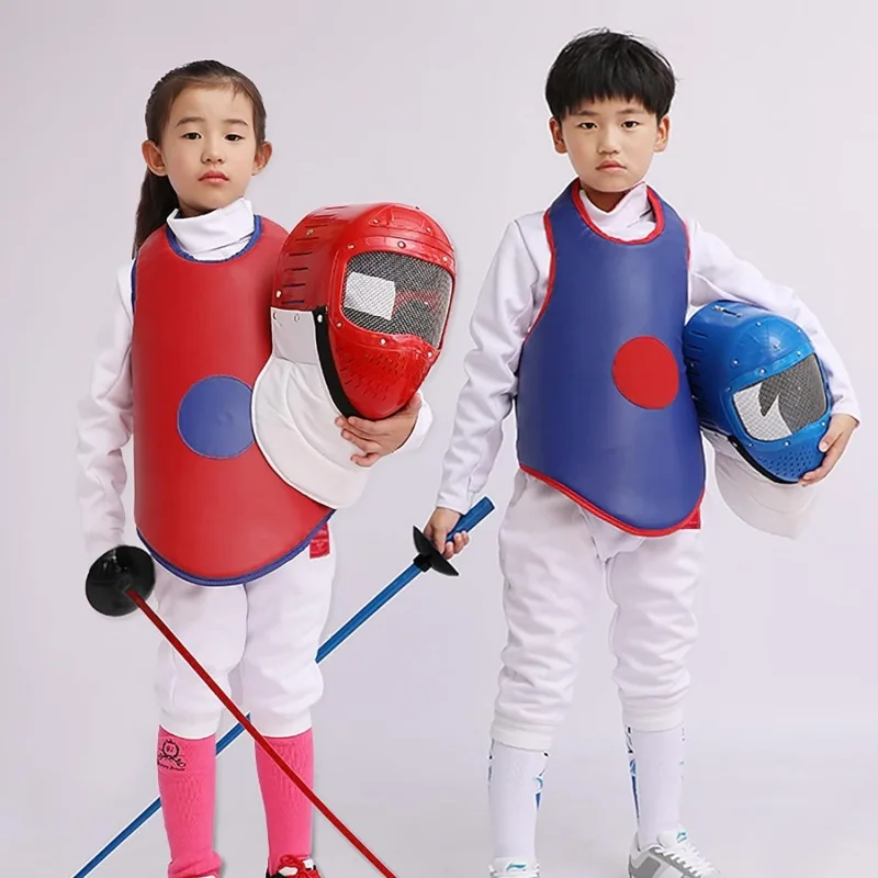 New Fencing Uniform Suit for Kids Training Equipment Plastic Helmet Face Mask Vest Fencing Protection Gears Fencing Equipment