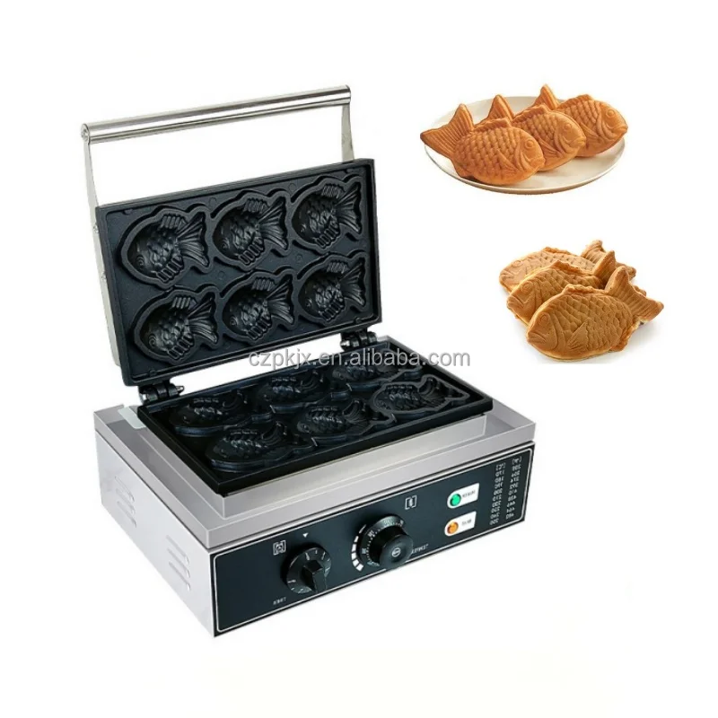 Easy Operation Electric Commercial Roasted Fish Shape Waffle Maker Machine Fish Taiyaki Making Machine Sandwich Makers for Snack