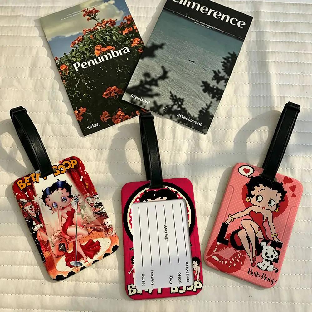 Pretty Cartoon B-Betty B-boop Anti lost Travel Luggage Tag PVC ID Information Card Holder Baggage Name Label For Outdoor Trip