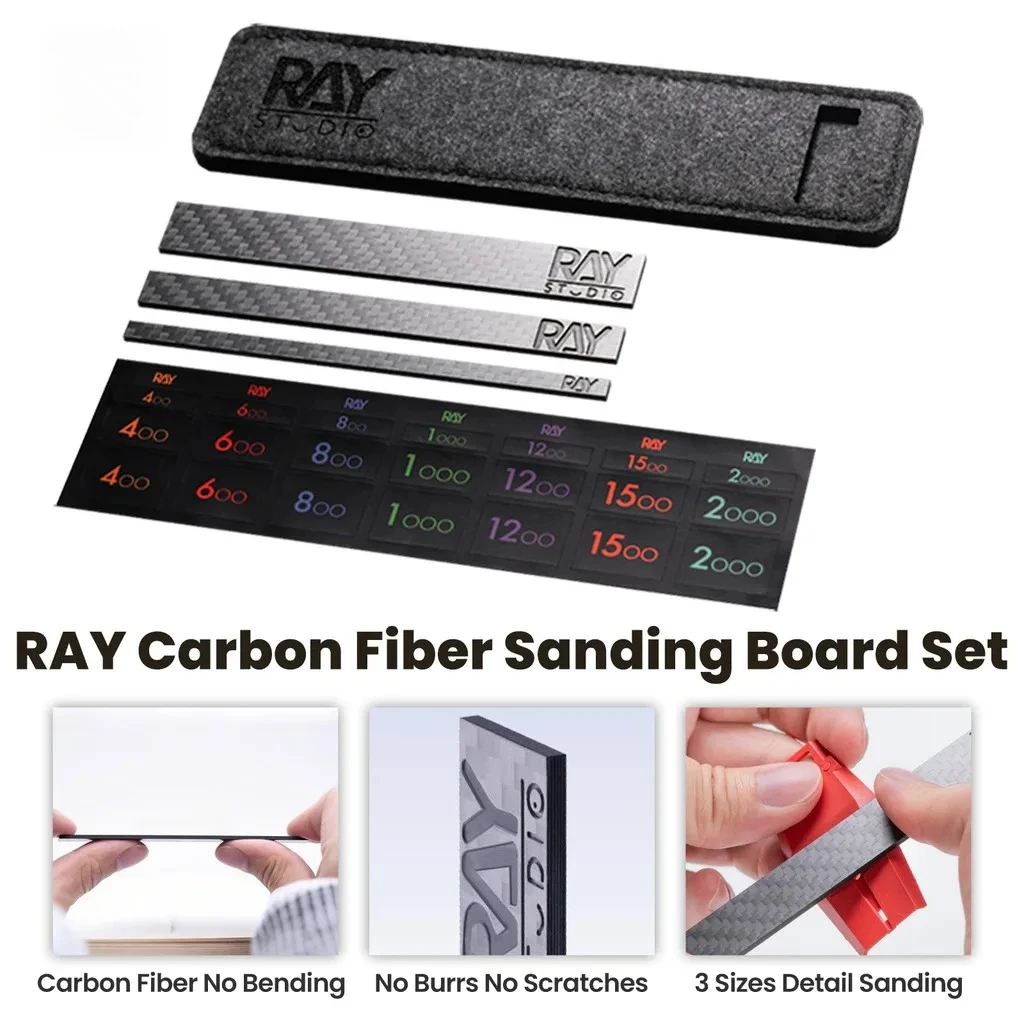 RAYSTUDIO Carbon Fiber Sanding Board 5/10/15mm Rectangle Grinding Tool Military Scale Model Assembly Hobby Polishing Supplies