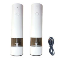 USB Electric Salt and Pepper Grinder White Automatic Rechargeable Adjustable Coarseness Large Capacity Spice Mill Kitchen Tool
