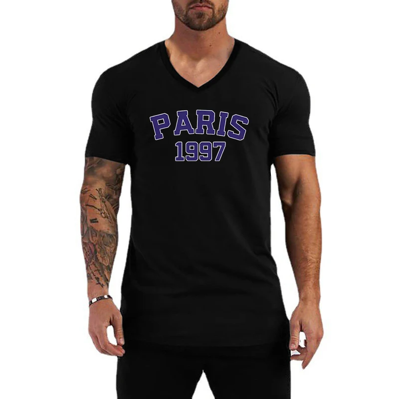 Mens Fitness Muscle Tee Tops Training Short Sleeve Lightweight Shirts Summer Cotton Breathable T-Shirt Gym Bodybuilding Clothing 2