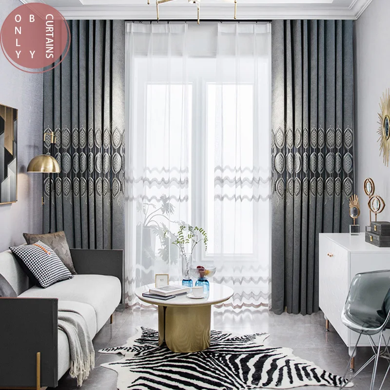 2024 Luxury Hollow Embroidered Curtains for Living Room Bedroom Floor-to-ceiling Windows Backdrop Curtains
