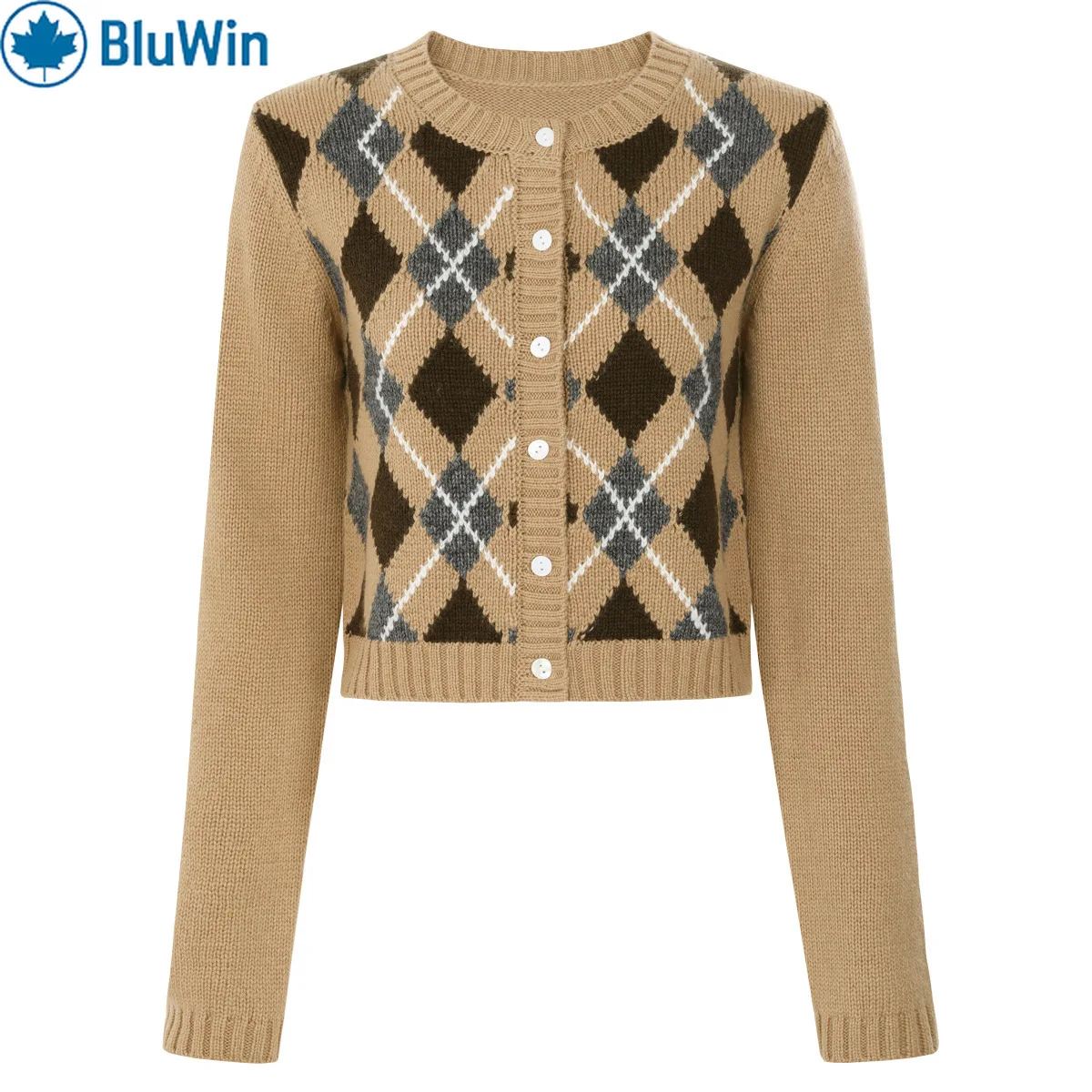 

Houndstooth Turtleneck Sweater, URBANCHIC British-Style Rib Knit Pullover, Fashion Top For Fall Winter