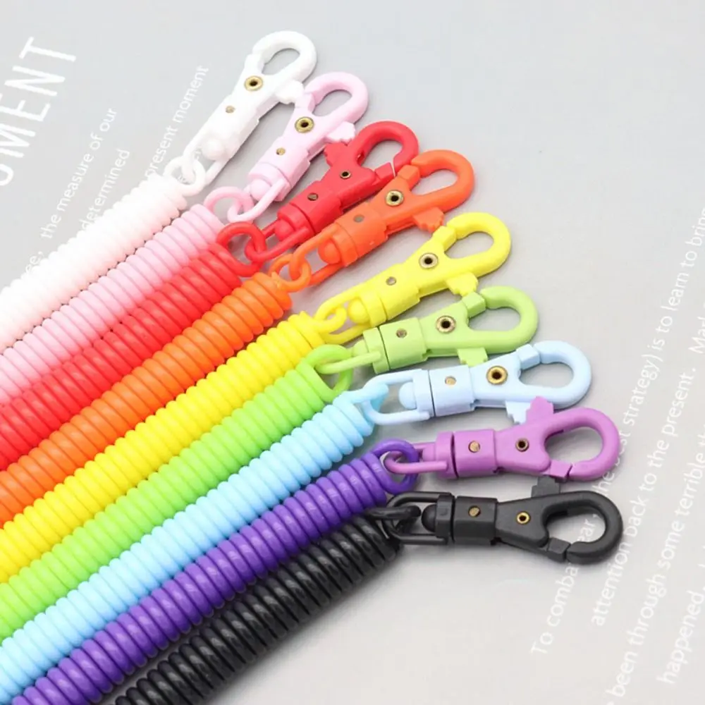 Coil Springs Keychain Stretchy Spiral Spring Coil Retractable Coil Springs Keychain With Metal Clasp Key Chain Holder Lanyard