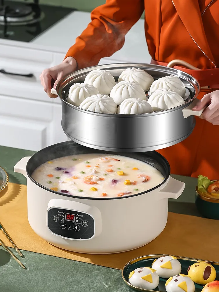 220V Multifunctional Electric Steamer 3 Layers Large Capacity Smart Cooking Pot with Timer for Home