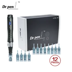 Authentique Dr. Pen Ultima M8 avec cartouche sans fil, stylo microneedling professionnel, stylo derma pour barbe, repousse des cheveux, soins de la peau, 12 cartouches