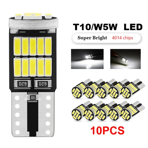 10 unidades Canbus W5W T10 194 bombilla LED para coche 26SMD 4014 Auto cuña de alto brillo espacio para matrícula lámpara de puerta domo 12V