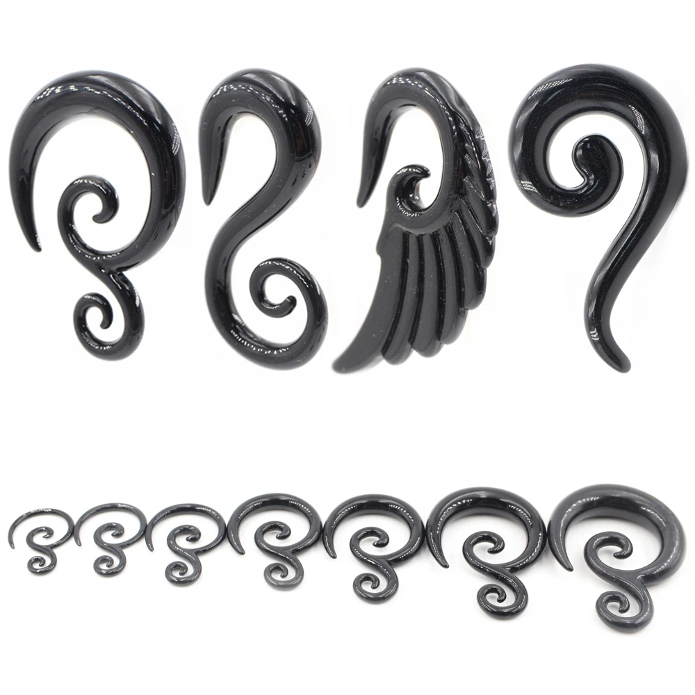 Alisouy 2 Stück Acryl Spiral Ziegenhorn Schnecken-Ohrstöpsel, Tunnel, Dehner, Taper, Guages, Ohrringe, Körperschmuck