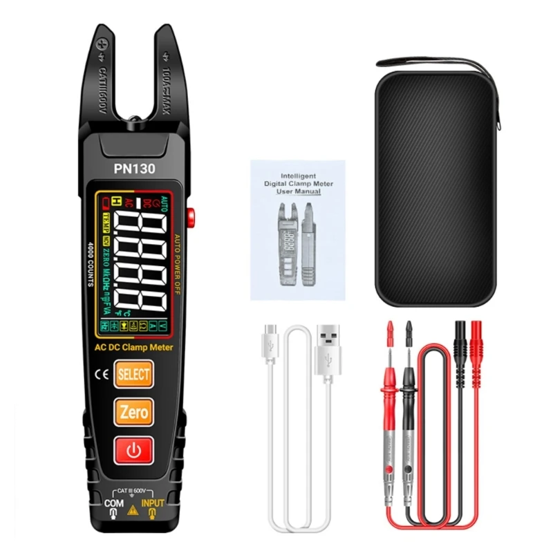 4000 Counts Digital Clamp Meter Multimeter 100A Current Voltages Tester Frequency Capacitance NCV Ohm Diodes Tester