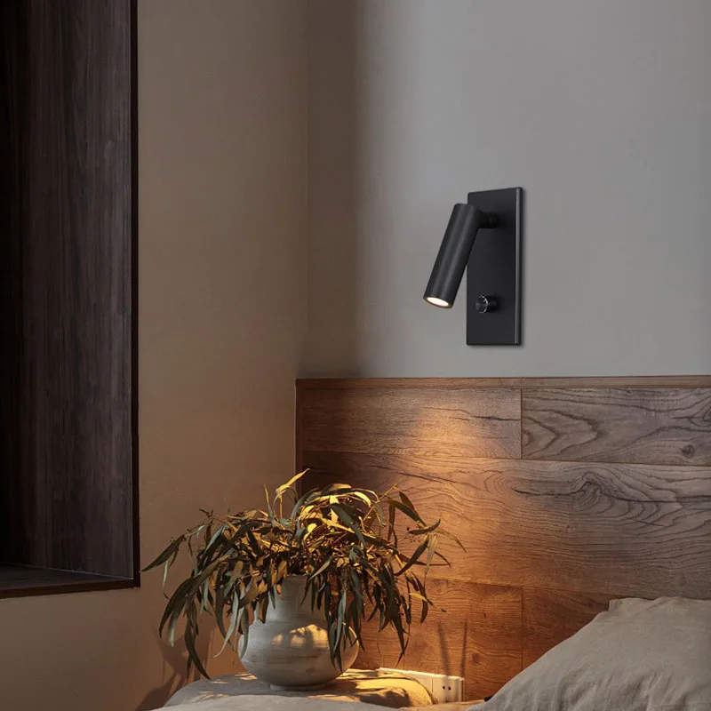 

Surface Mounted Dimmable LED Wall Lamp Adjustable Reading Study Wall Sconce Rotation Bedroom Bedside Spotlight with Twist Switch